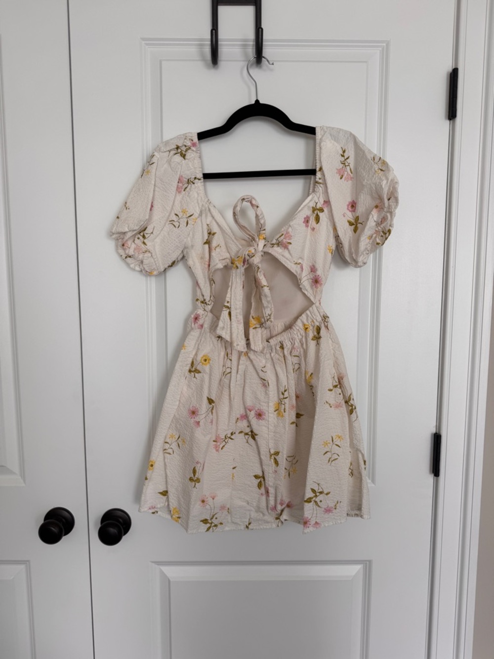 miami Cream Mini Dress with Pink and Yellow Floral Print